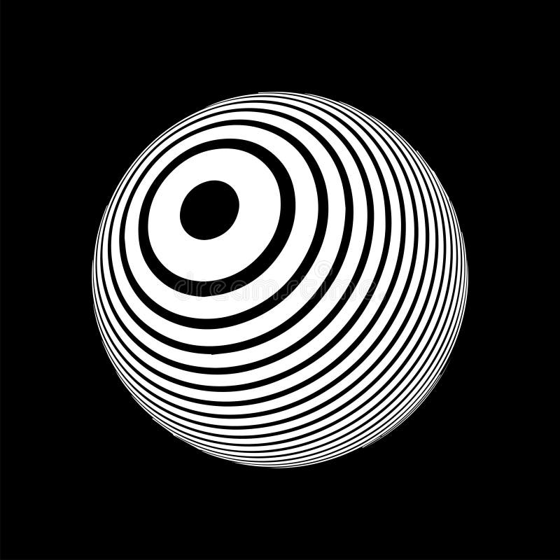 Optical Illusion on 3d Sphere. Sphere of Stripes. Illusion Effect