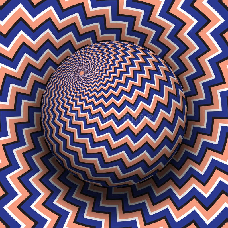 Optical Illusion Hypnotic Vector Illustration. Blue Pink Zigzag Stripes ...