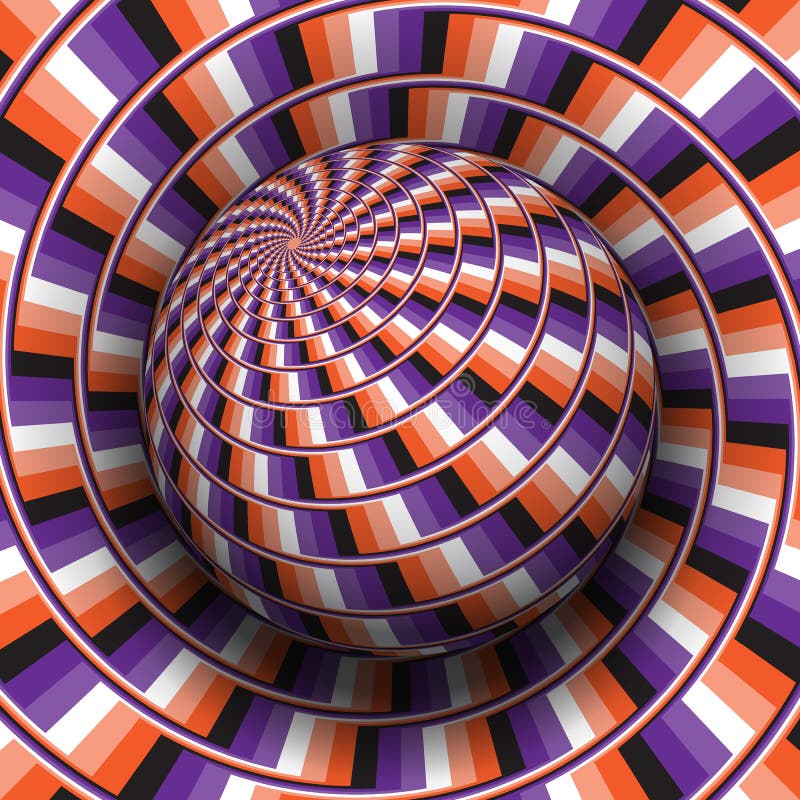 Optical Illusion Hypnotic Vector Illustration. Orange Purple White