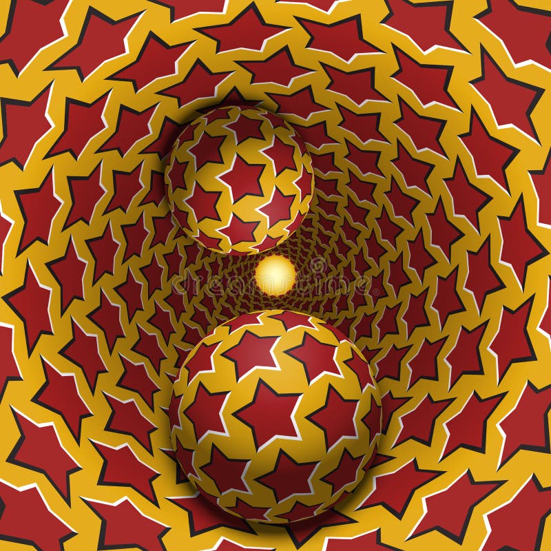 Optical Illusion Illustration. Two Balls are Moving in Mottled Hole ...