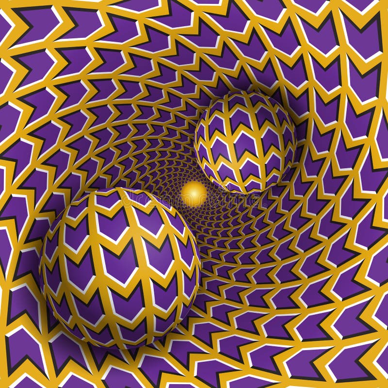 Optical Illusion Illustration. Two Balls are Moving in Rotating Hole ...