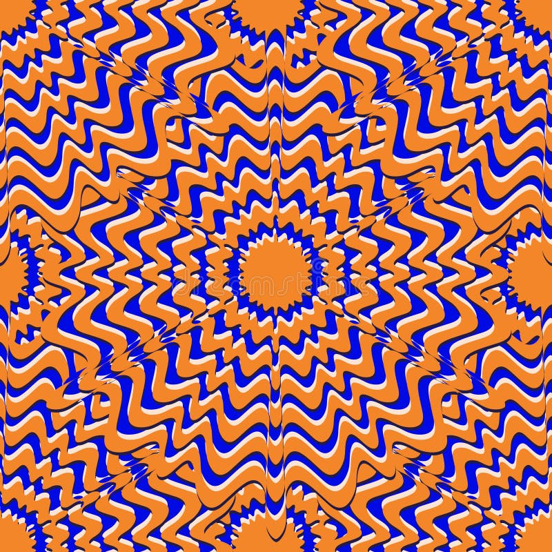 Optical Illusion Seamless Pattern. Moving Visual Hypnotic Stock Vector