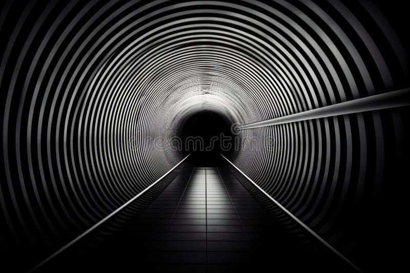 Optical illusion of a tunnel, leading to an unknown destination vector illustration