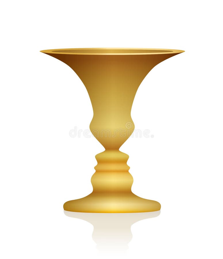 Optical Illusion Vase Faces Golden Chalice