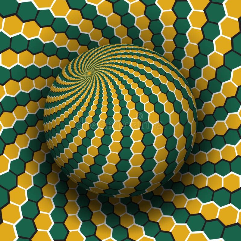 Patterned Sphere Soaring Above the Same Surface. Optical Illusion ...