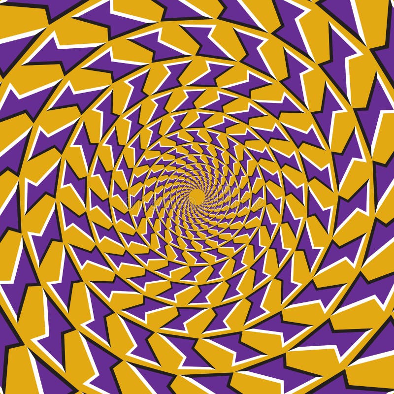 Optical Motion Illusion Background. Purple Shapes Fly Apart Circularly ...