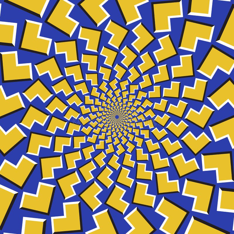 Optical Motion Illusion Background. Yellow Arrows Fly Apart Circularly ...