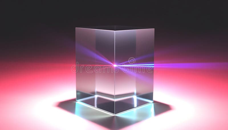 Optical prism light refraction, rainbow colors and physics experiment Generative AI stock illustration