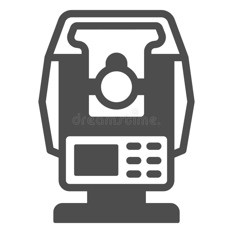 Optical theodolite solid icon, optical equipment concept. Vector graphics. Angle measurement tool sign on white background, glyph style icon for mobile or web design. Theodolite logo vectors