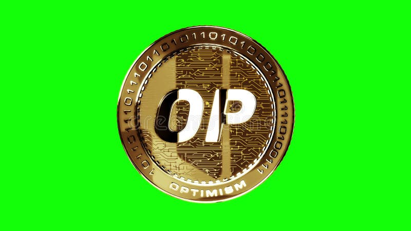 Optimal op cryptocurrency guldmynt isolerat slinga på grön skärm