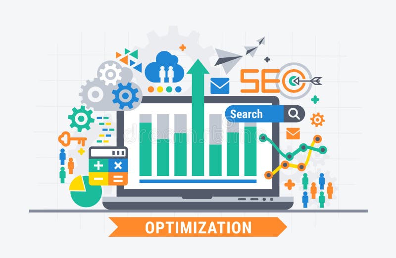 Optimalisering SEO vector illustratie Optimalisering SEO vector illustratie