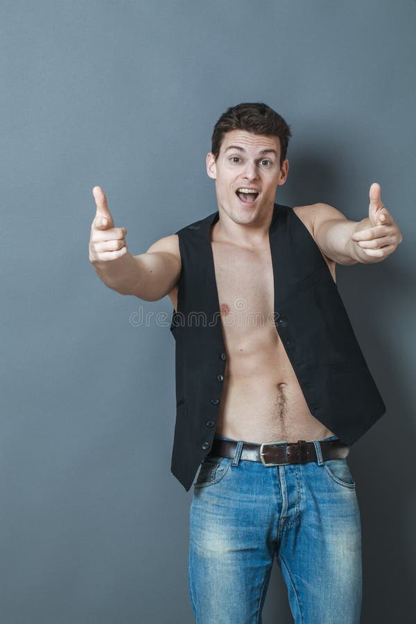 Optimism for smiling sportsman with bare chest royalty free stock photo Optimism for smiling sportsman with bare chest royalty free stock photo