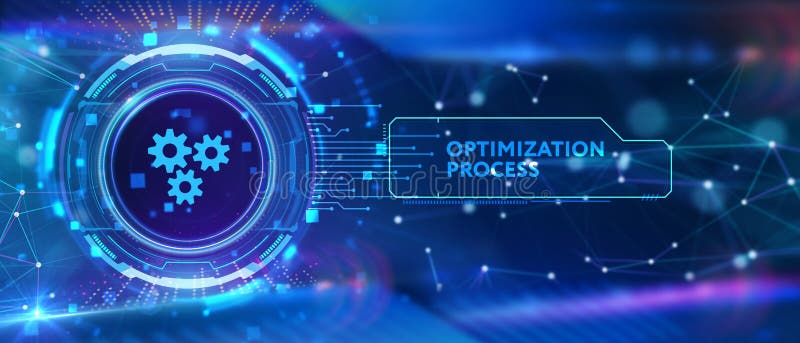 Optimization Software Technology Process System Business concept. Business, Technology, Internet and network concept royalty free illustration