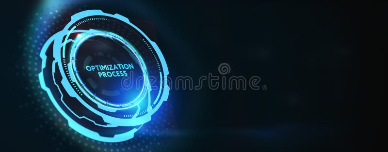 Optimization Software Technology Process System Business concept. Business, Technology, Internet and network concept. 3d royalty free illustration