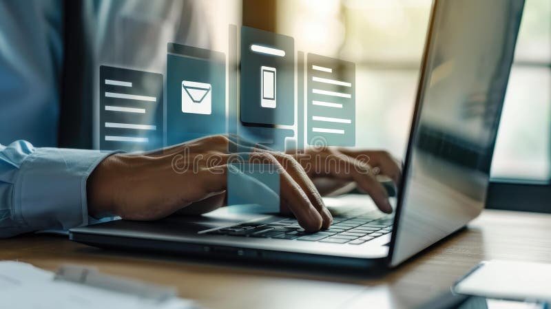 Streamline your workflow with a document management system for efficient online documentation and easy database search vector illustration
