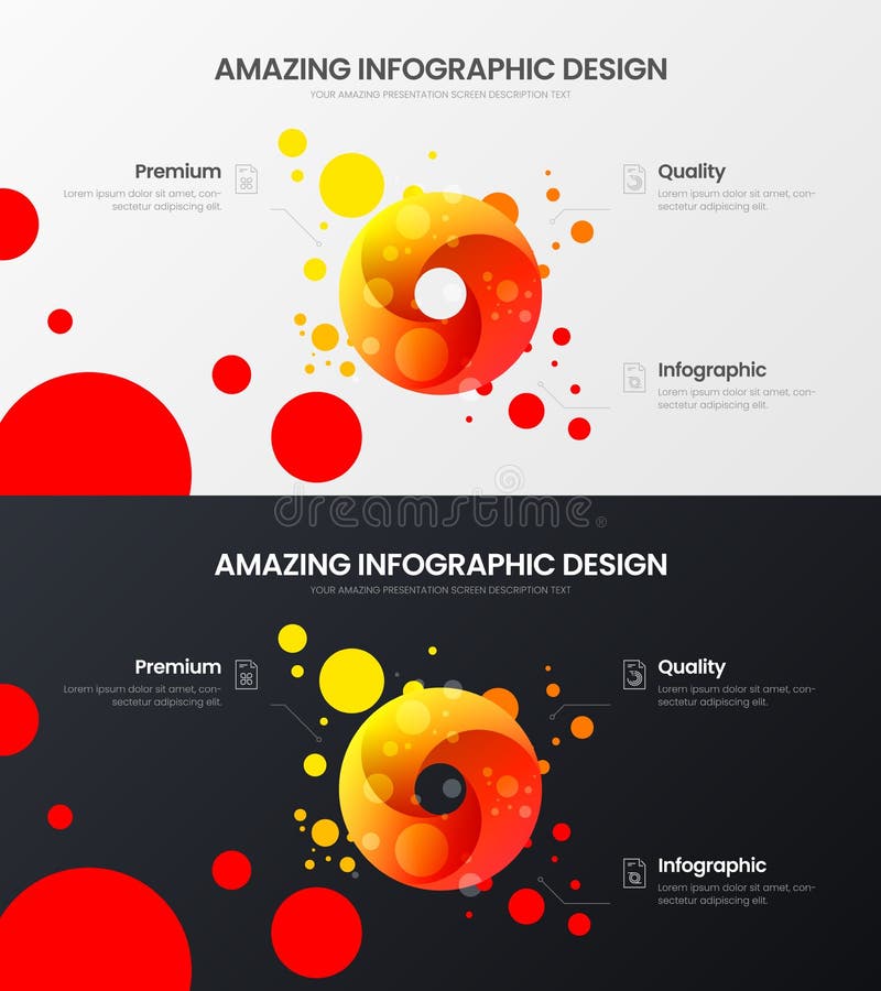 3 option round organic data visualization design layout set. Amazing vector illustration statistics infographic report bundle. stock illustration 3 option round organic data visualization design layout set. Amazing vector illustration statistics infographic report bundle. stock illustration