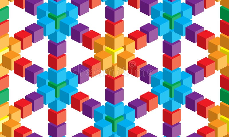 Optisk illusion, färgrik abstrakt vektorkub och fyrkantbakgrund royaltyfri illustrationer Optisk illusion, färgrik abstrakt vektorkub och fyrkantbakgrund royaltyfri illustrationer