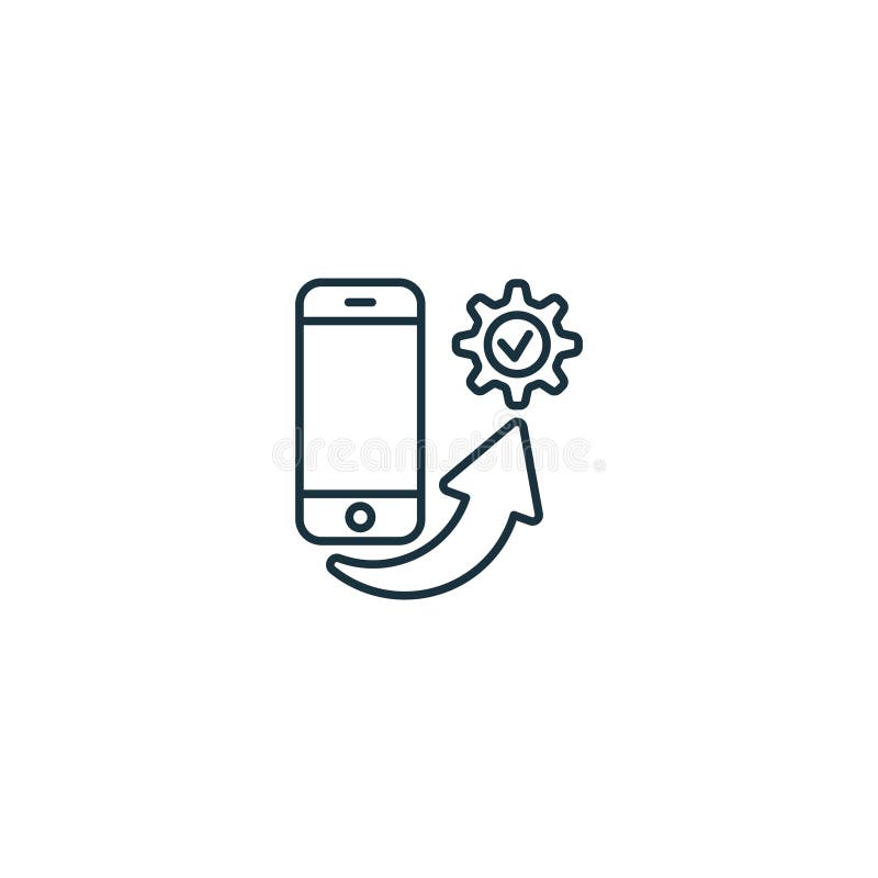 Optymalizacja mobilna. prosty znak monochromatyczny z kolekcji aplikacji. ikona optymalizacji mobilnej dla logo ilustracji
