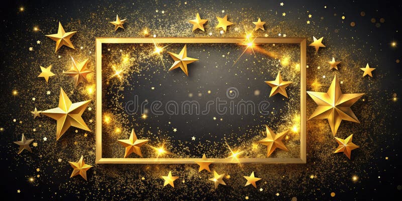 Opulento Borde de Confeti Dorado con Marco de Lámina: Un Deslumbrante Diseño Abstracto para Celebraciones de Lujo stock de ilustración