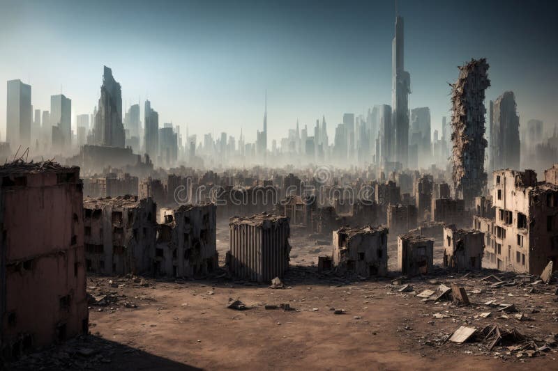 Opuszczone miasto na obcej planecie ilustracji