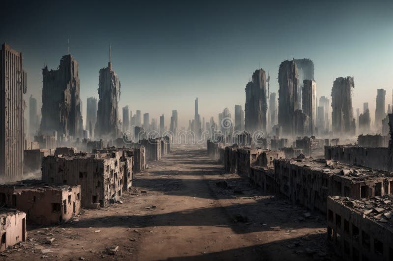 Opuszczone miasto na obcej planecie ilustracji