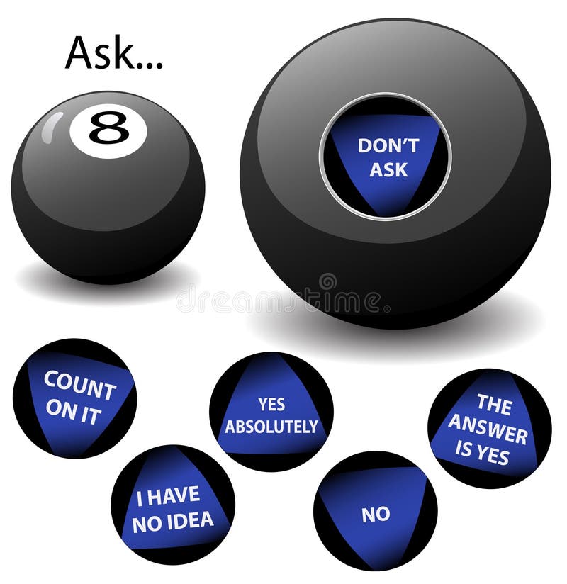 Oracle 8 Ball. None of the answers on this Virtual Oracle Eight Ball are the same as those which appear on any other magic 8 ball toy stock illustration Oracle 8 Ball. None of the answers on this Virtual Oracle Eight Ball are the same as those which appear on any other magic 8 ball toy stock illustration