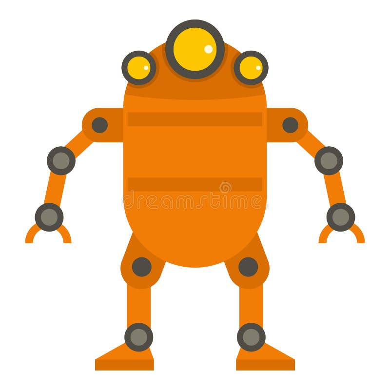 Orange abstract robot icon isolated