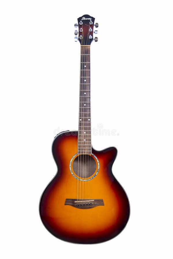 An orange acoustic guitar stock image. Image of acoustic 27091765