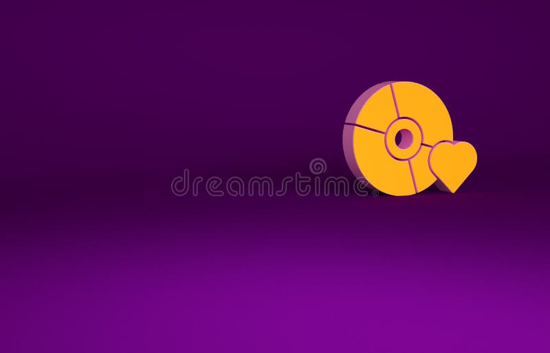 Orange Adult label on compact disc icon  on purple background. Age restriction symbol. 18 plus content sign