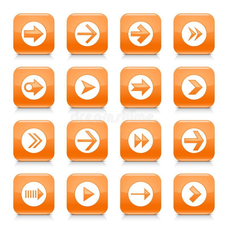 Orange Arrow Sign Rounded Square Icon Web Button Stock Vector