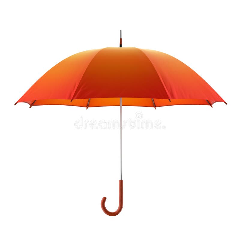 Orange Autumn Umbrella Isolated on White Background. 3D Illustration