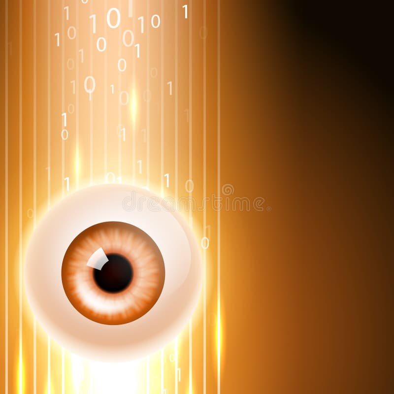 Orange background with eye and binary code. royalty free illustration Orange background with eye and binary code. royalty free illustration