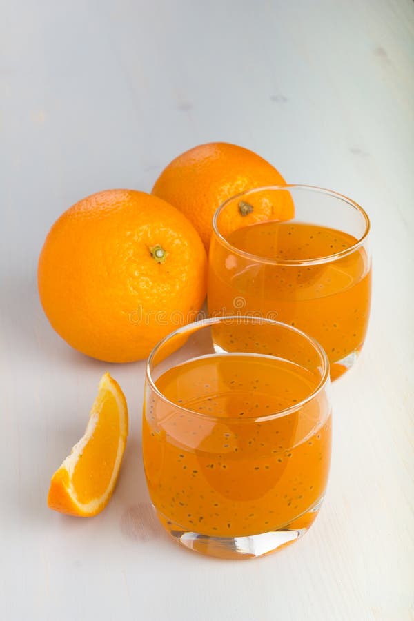Orange with Basil Seeds Drink. Stock Photo Image of glass, slice
