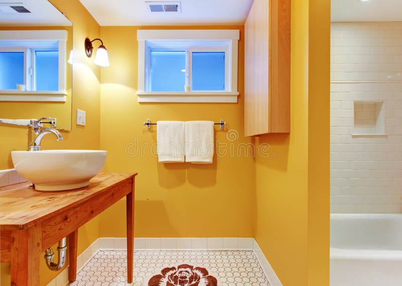 Modern orange sink stock photo. Image of drop, apartment 8088080