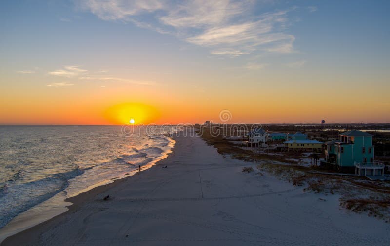 Orange Beach, Alabama Waterfront at Sunset Stock Photo Image of waves