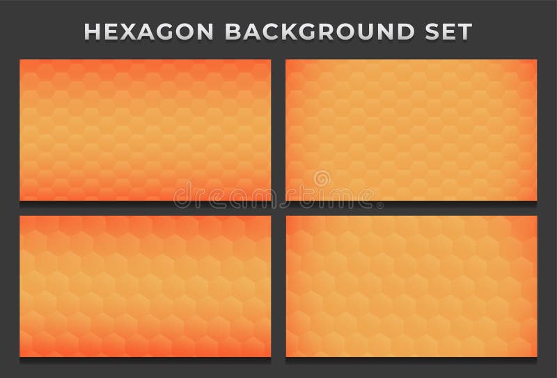Orange bee hive hexagon hexagonal modern background pattern set vector illustration.