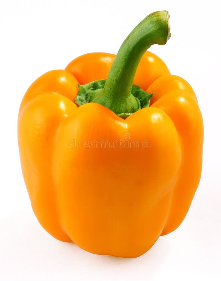 Orange bell pepper on white background