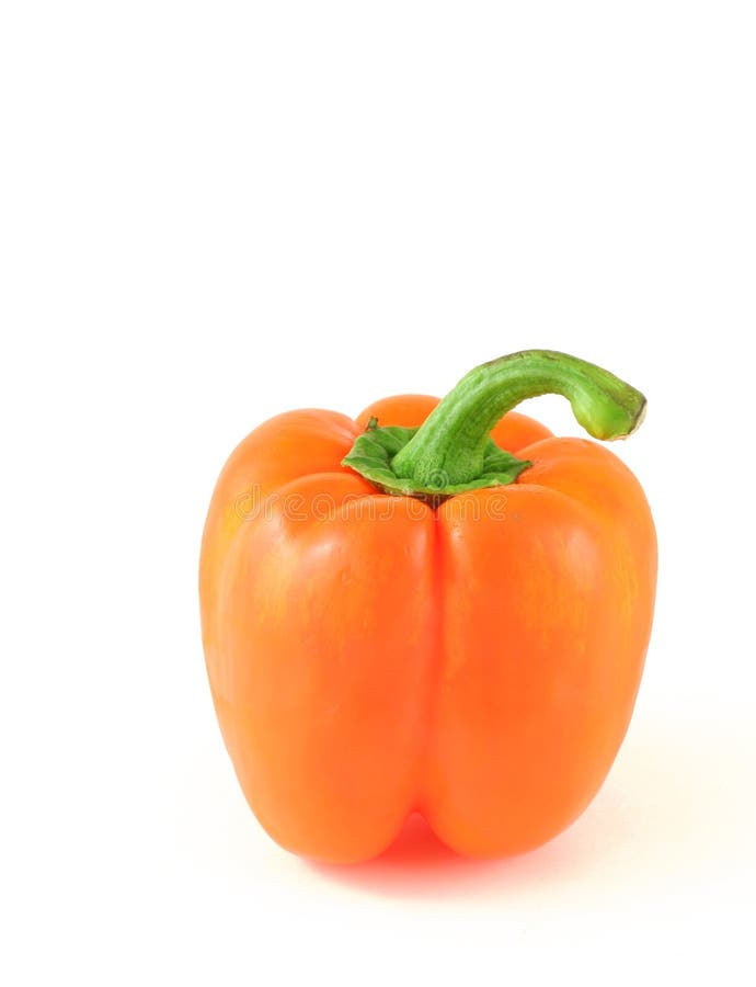 Orange bell pepper isolated on white