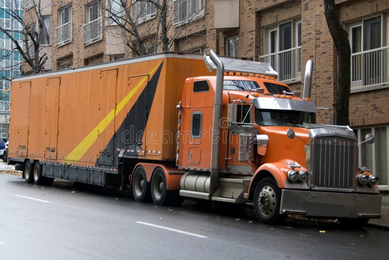 Orange big truck stock images