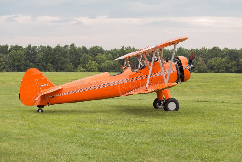 Orange Biplane stock images