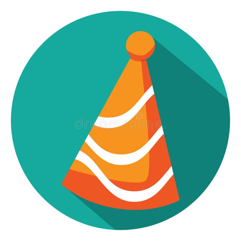 Orange birthday hat, icon stock vector. Illustration of icon 261073573