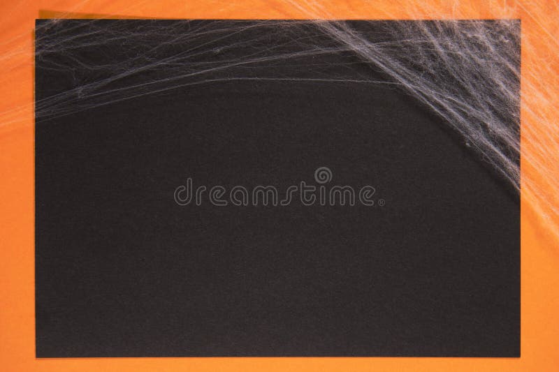 Orange and Black Paper Background with Cobwebs for Halloween Stock Photo Image of concept
