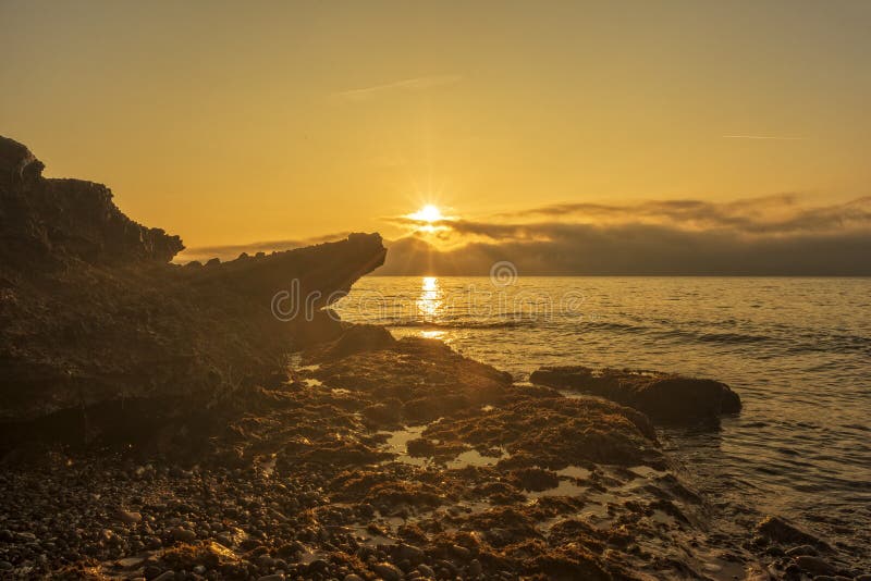 The Orange Blossom Coast during a Beautiful Sunrise Stock Image Image of horizon, benicasim