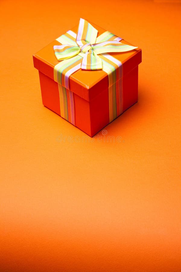 Orange Box stock image. Image of ribbon, package, background 11003745