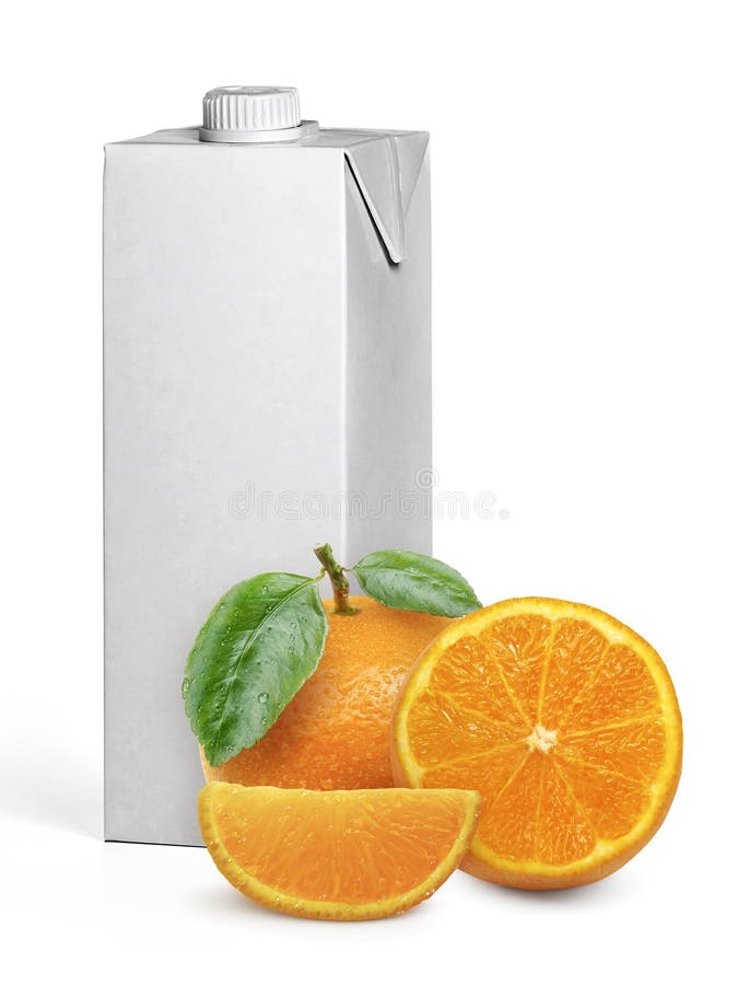Box Empty White Fruit Juice Isolated on White Background Stock Photo