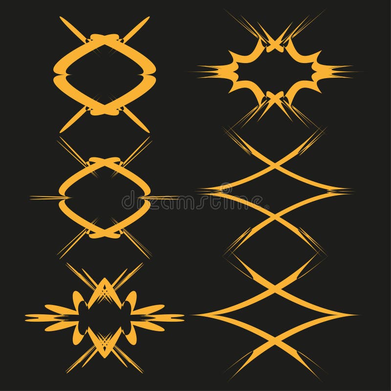 Orange burst elements. Abstract angular shapes. Dark black background. Vector dynamic graphic. royalty free illustration