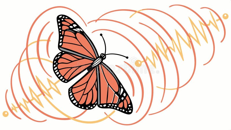 Orange butterfly with swirling abstract lines around it vector design Generative AI royalty free illustration