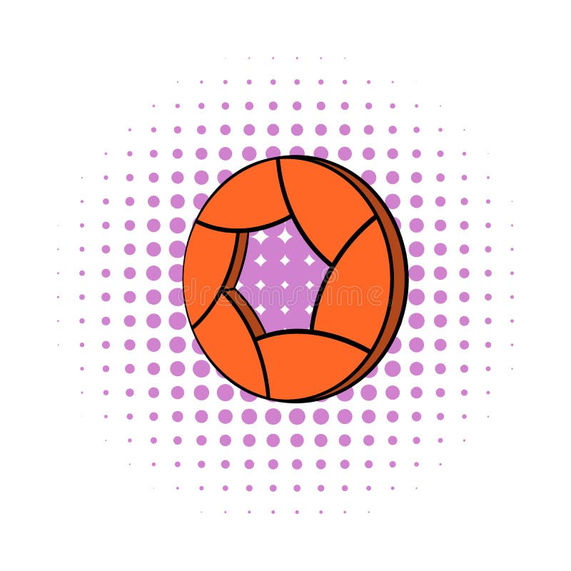 Orange camera aperture icon, comics style vector illustration Orange camera aperture icon, comics style vector illustration