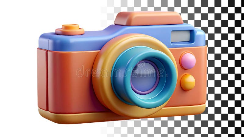 Orange camera, vintage style and photography tool png transparent image Generative AI royalty free illustration
