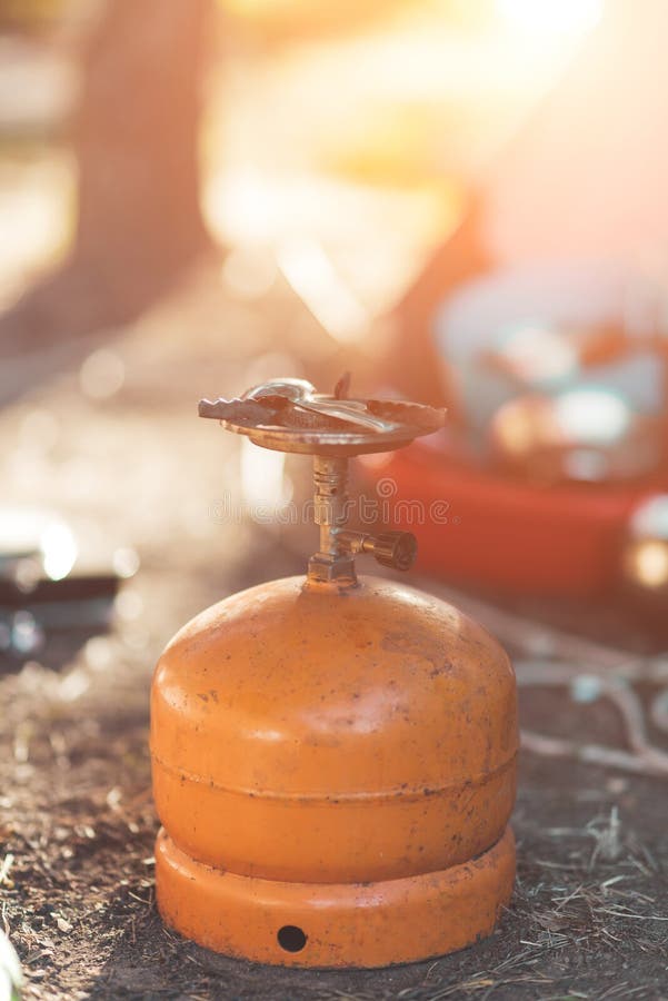Orange Camp Gas Canister on the Ground Stock Photo Image of petrol